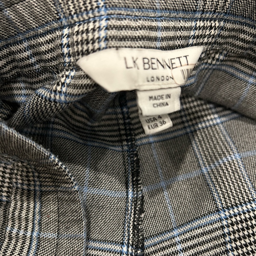 LK Bennett Plaid Jogger Style Trousers in Black, White, and Blue